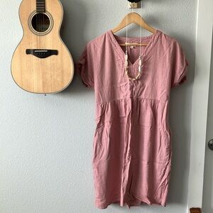 Dusty rose pink linen dress